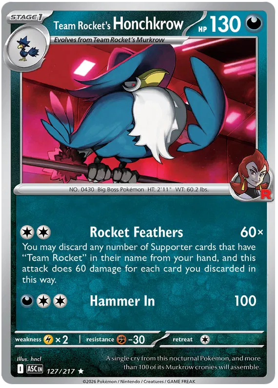127/217 Team Rocket's Honchkrow (Holo) - Ascended Heroes