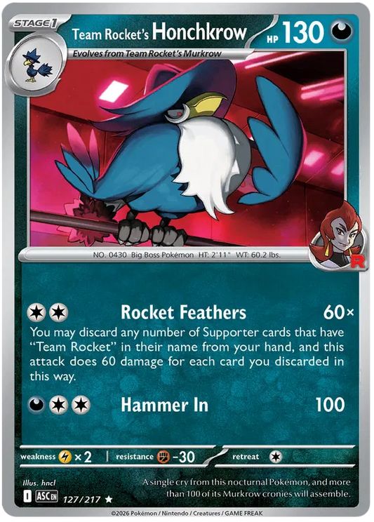 127/217 Team Rocket's Honchkrow (Holo) - Ascended Heroes