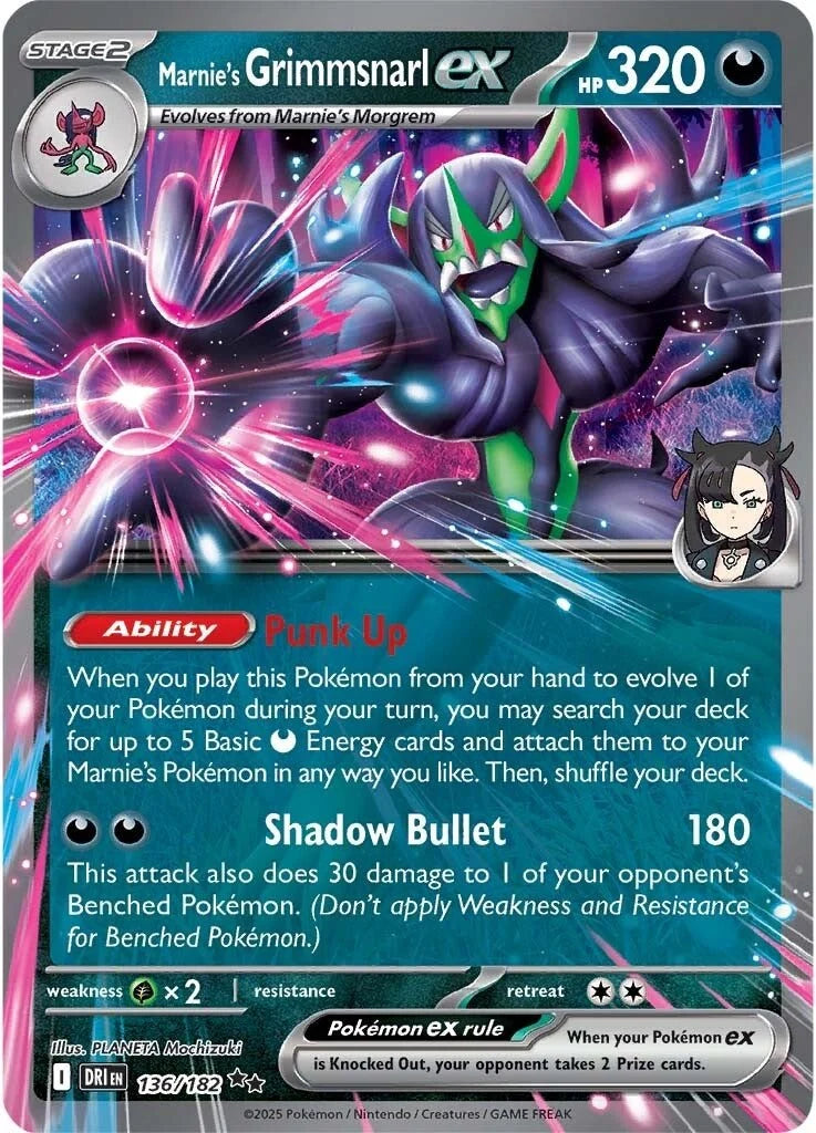 136/182 Marnie's Grimmsnarl EX - Destined Rivals