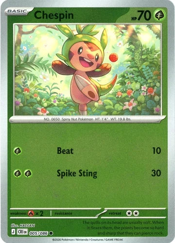 005/086 Chespin (Reverse Holo) - Chaos Rising